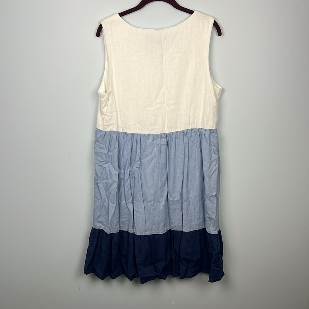 Perceptions New York Medium color blocked stripes linen blend sleeveless dress - Picture 8 of 8